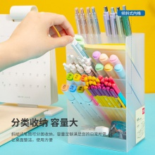 得力8934斜插筆筒兩聯(lián)(透明)(個(gè))