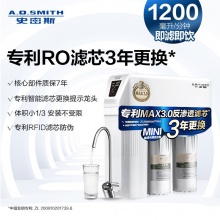 史密斯（A.O.SMITH）家用凈水器1200M 1.2升/分鐘 標(biāo)配專(zhuān)利智能濾芯更換提示龍頭 低廢水即濾反滲透凈水機(jī)