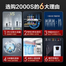 A.O.史密斯【新品上市】家用凈水器 整機(jī)質(zhì)保5年 專利MAX3.0反滲透濾芯 2升/分鐘 無(wú)桶大流量 凈水機(jī) 2000S