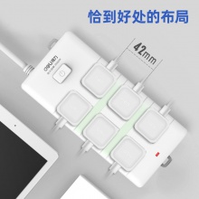 得力18168-05插座_6組_5米_PVC袋裝(白)(只)