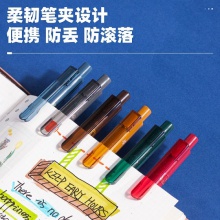 得力A130中國(guó)航天復(fù)古色學(xué)生按動(dòng)中性筆0.5mm子彈頭(混)(6色/PET盒)