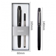 得力S153寶珠筆套裝0.5mm子彈頭(黑色)(1支筆+1支筆芯/盒)