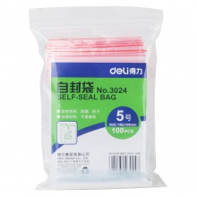 得力3024自封袋(透明)-5號(100個(gè)/包)140ｘ100mm0.04mm