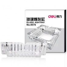 得力9578玻璃煙灰缸(透明)(只)120×120mm