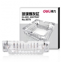 得力9579玻璃煙灰缸(透明)(只)150×150mm