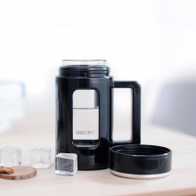 得力6137玻璃杯(黑)450ml杯蓋PC