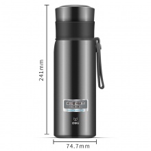 得力6147保溫杯(深灰)500ml304不銹鋼子彈頭