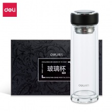 得力8977玻璃杯(黑)220ml蓋子鋅合金氧化