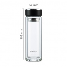 得力8977玻璃杯(黑)220ml蓋子鋅合金氧化