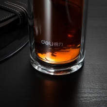得力8977玻璃杯(黑)220ml蓋子鋅合金氧化